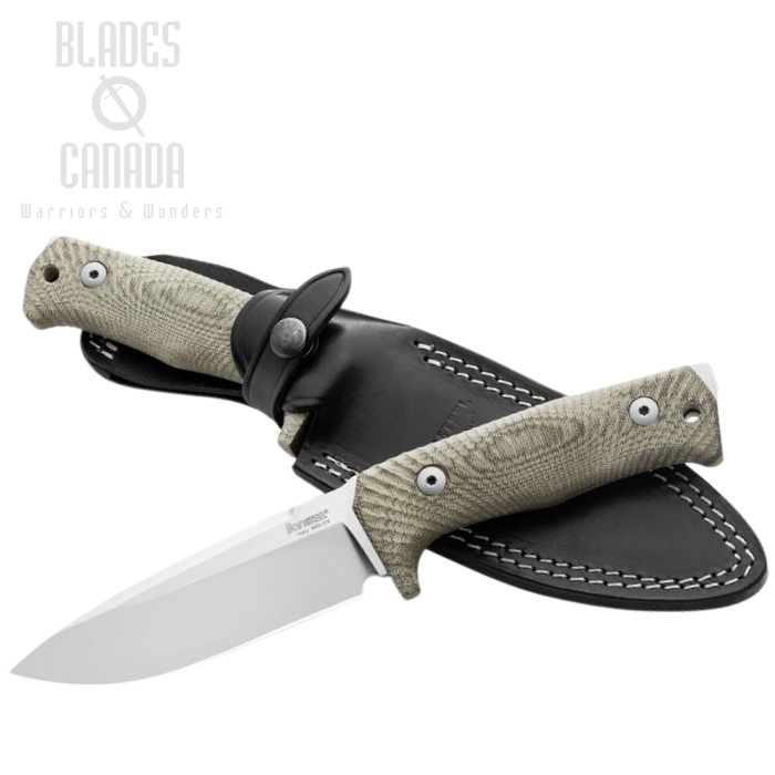 Lion Steel T5 CVG Fixed Blade Knife, Niolox, Micarta Green, Leather Sheath